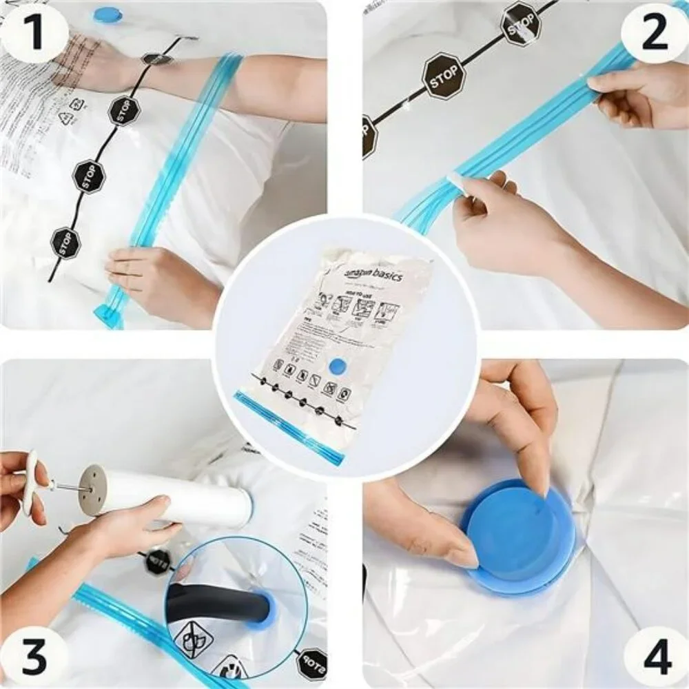 Vacuum storage bags space saver compression bags clothes blankets travel set